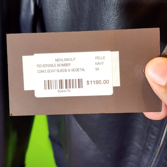 Navy Blue Goat Suede Reversible Jacket - Picture 4 of 4